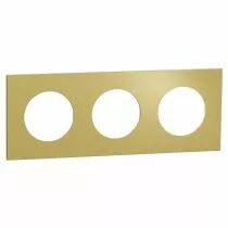 SCHNEIDER ELECTRIC - Odace Métal - plaque de finition 3 postes - effet Laiton support blanc (S911706)