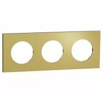 SCHNEIDER ELECTRIC - Odace Métal - plaque de finition 3 postes - effet Laiton support noir (S916706)