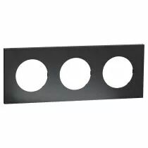 SCHNEIDER ELECTRIC - Odace Métal - plaque de finition 3 postes - effet Perle Noire support noir (S912706)