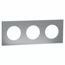 SCHNEIDER ELECTRIC - Odace Métal - plaque de finition 3 postes - effet Titane support blanc (S910706)