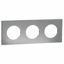 SCHNEIDER ELECTRIC - Odace Métal - plaque de finition 3 postes - effet Titane support noir (S915706)