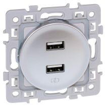 SQUARE chargeur dble USB A 5,5V SILVER (60429)