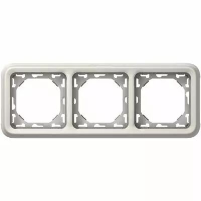 Support plaque - pour encastr� Prog Plexo composable blanc - 3 postes horiz