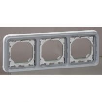 Support plaque - pour encastré Prog Plexo composable gris - 3 postes horiz
