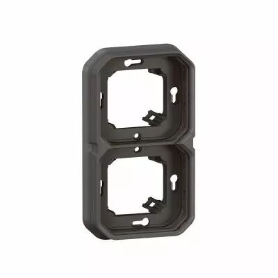 Support plaque encastr� 2 postes montage horizontal/vertical Plexo anthracite (069607L)