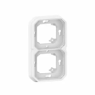 Support plaque encastr� 2 postes montage horizontal/vertical Plexo blanc (069694L)