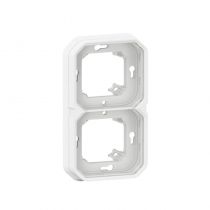 Support plaque encastré 2 postes montage horizontal/vertical Plexo blanc (069694L)