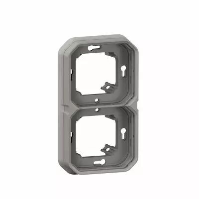Support plaque encastr� 2 postes montage horizontal/vertical Plexo gris (069683L)