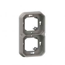 Support plaque encastré 2 postes montage horizontal/vertical Plexo gris (069683L)