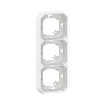 Support plaque encastré 3 postes montage horizontal/vertical Plexo blanc (069698L)