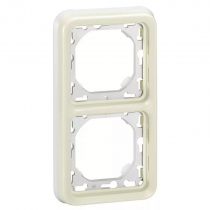 support plaque étanche 2 postes verticaux plexo composable ip55 - blanc (069696)