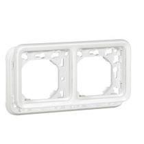 Support plaque Prog Plexo composable blanc Artic - 2 postes montage horiz.