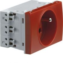 Systo prise de courant spécial goulotte 2P+T 16A 250V détrompée 2 modules Rouge (WS131)