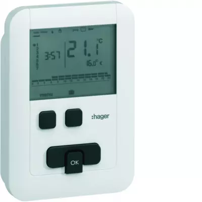 Thermostat ambiance programmable digital chauf eau chaude 2 fils 7j ECO � piles (EK570)