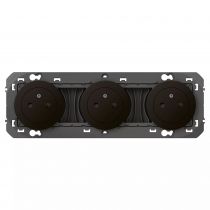 triple prise de courant 2p+t surface dooxie 16a précâblées - noir (600776)