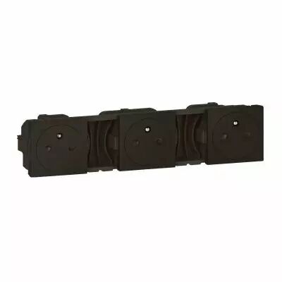 Triple prise de courant 2P+T Surface pr�c�bl�es Mosaic 3x2 modules - noir mat (079136L)