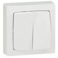 Va-et-vient + poussoir appareillage saillie complet - 6 A - blanc