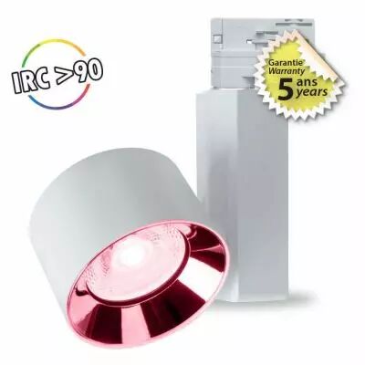 whao spot sur rail blc 30w pink ip20 230v 5ans (8366)